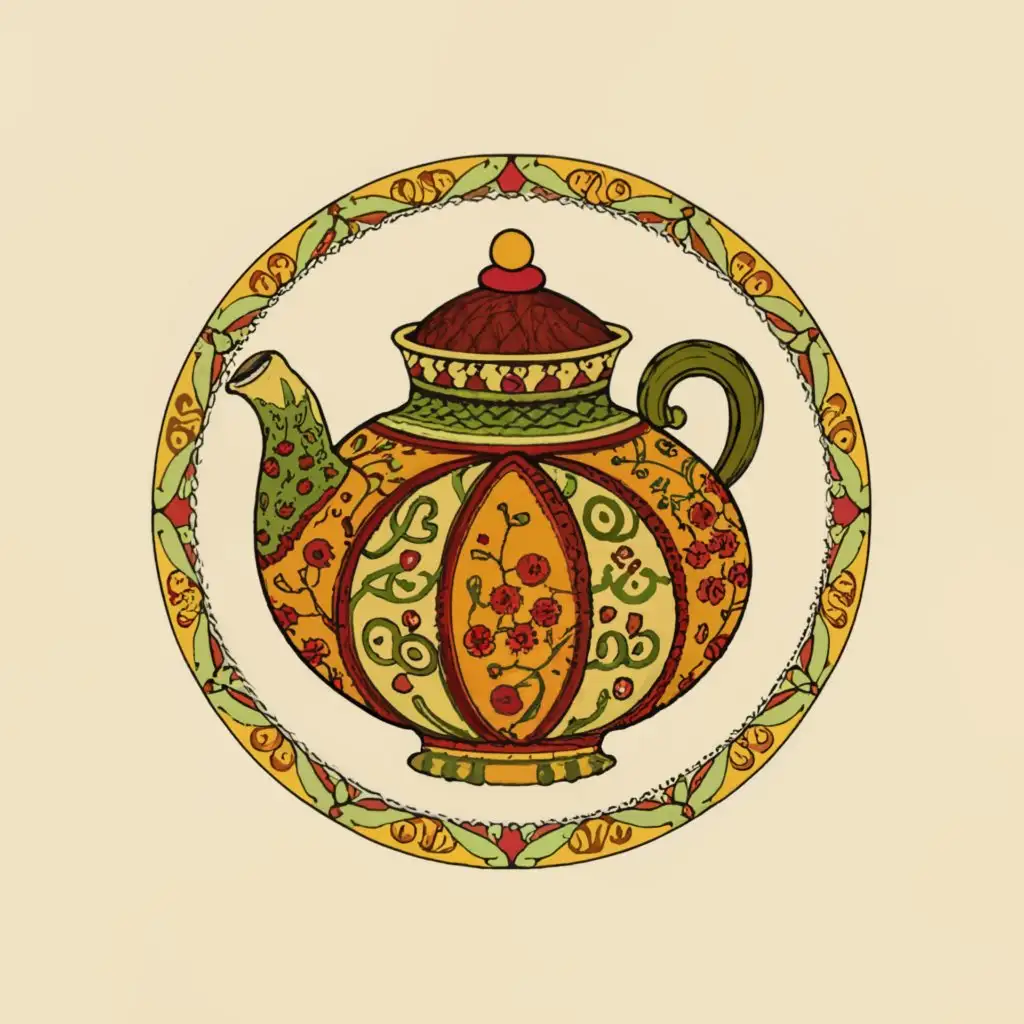 LOGO-Design-For-From-the-Soul-Vibrant-Round-Teapot-with-Russian-Painting-and-Pie-Theme