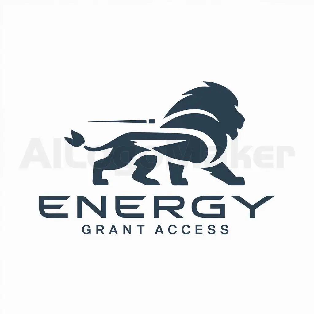 a logo design,with the text "Energy Grant Access", main symbol:Lion, energy symbol,Moderate,be used in Technology industry,clear background