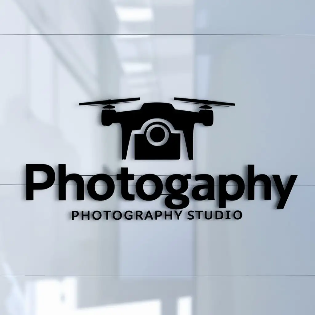 a logo design,with the text "photography", main symbol:photography studio drone,Moderate,clear background