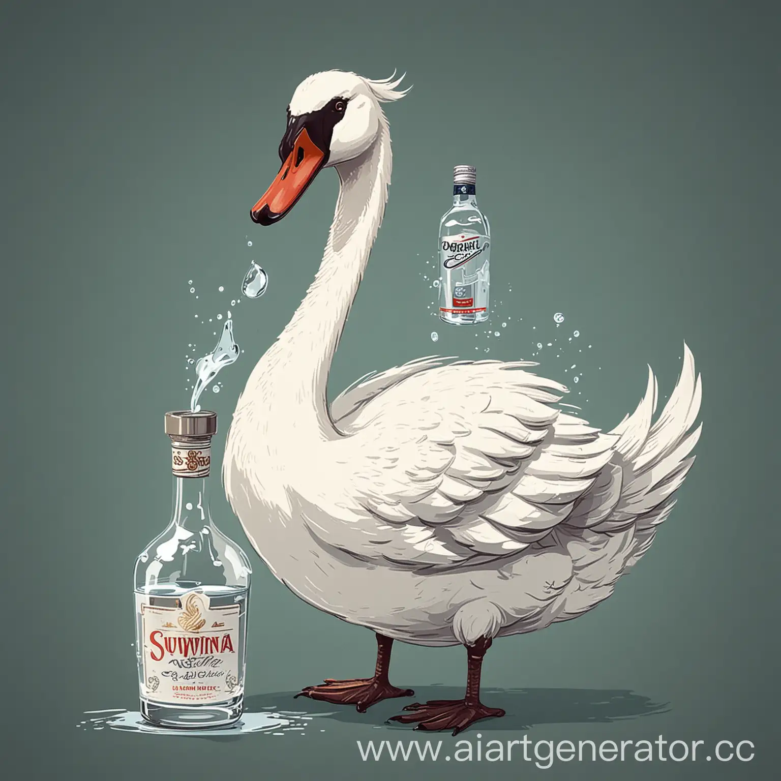 Cartoon-Swan-with-Vodka