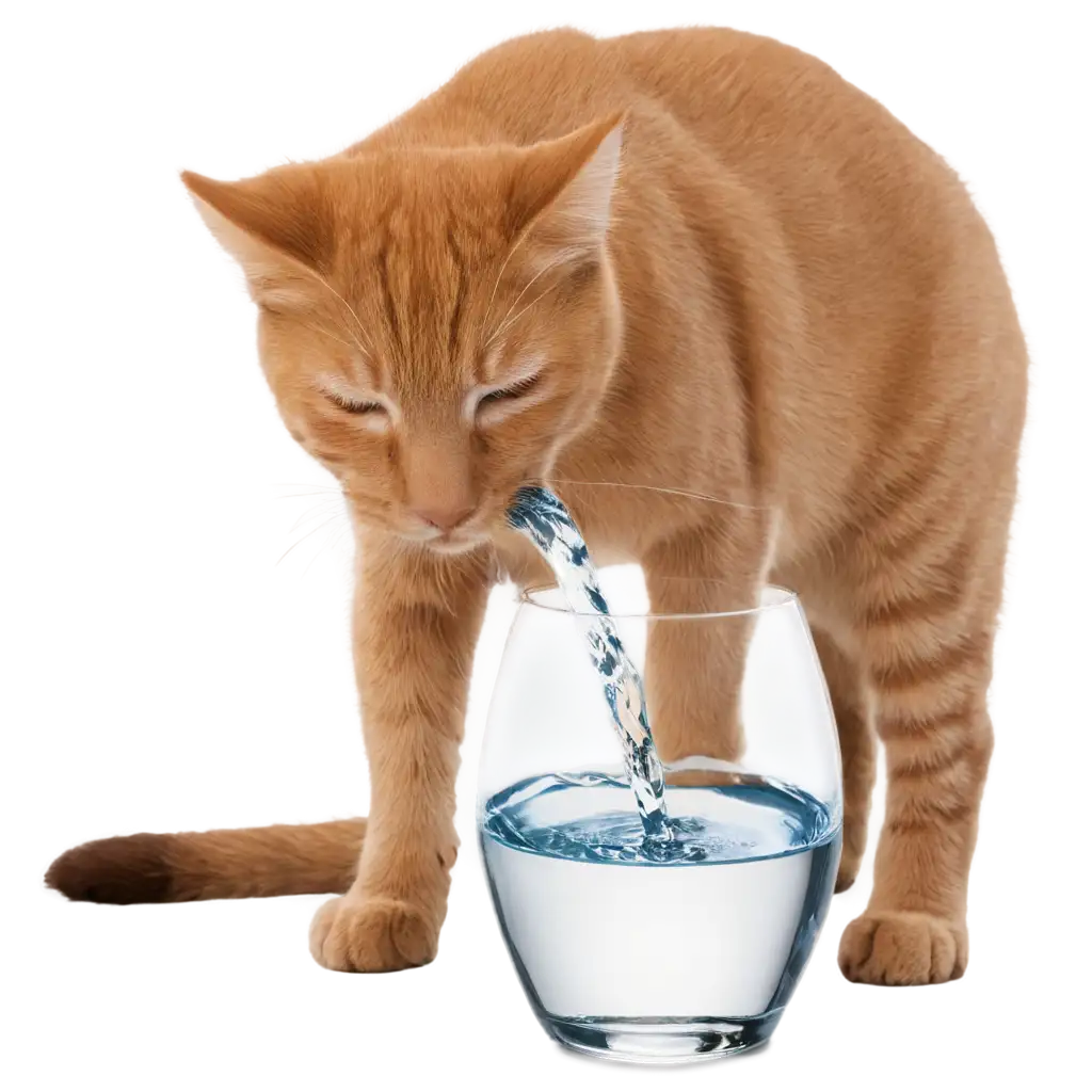 HighQuality-PNG-Image-of-a-Cat-Drinking-Water-Capturing-the-Essence-of-Feline-Hydration
