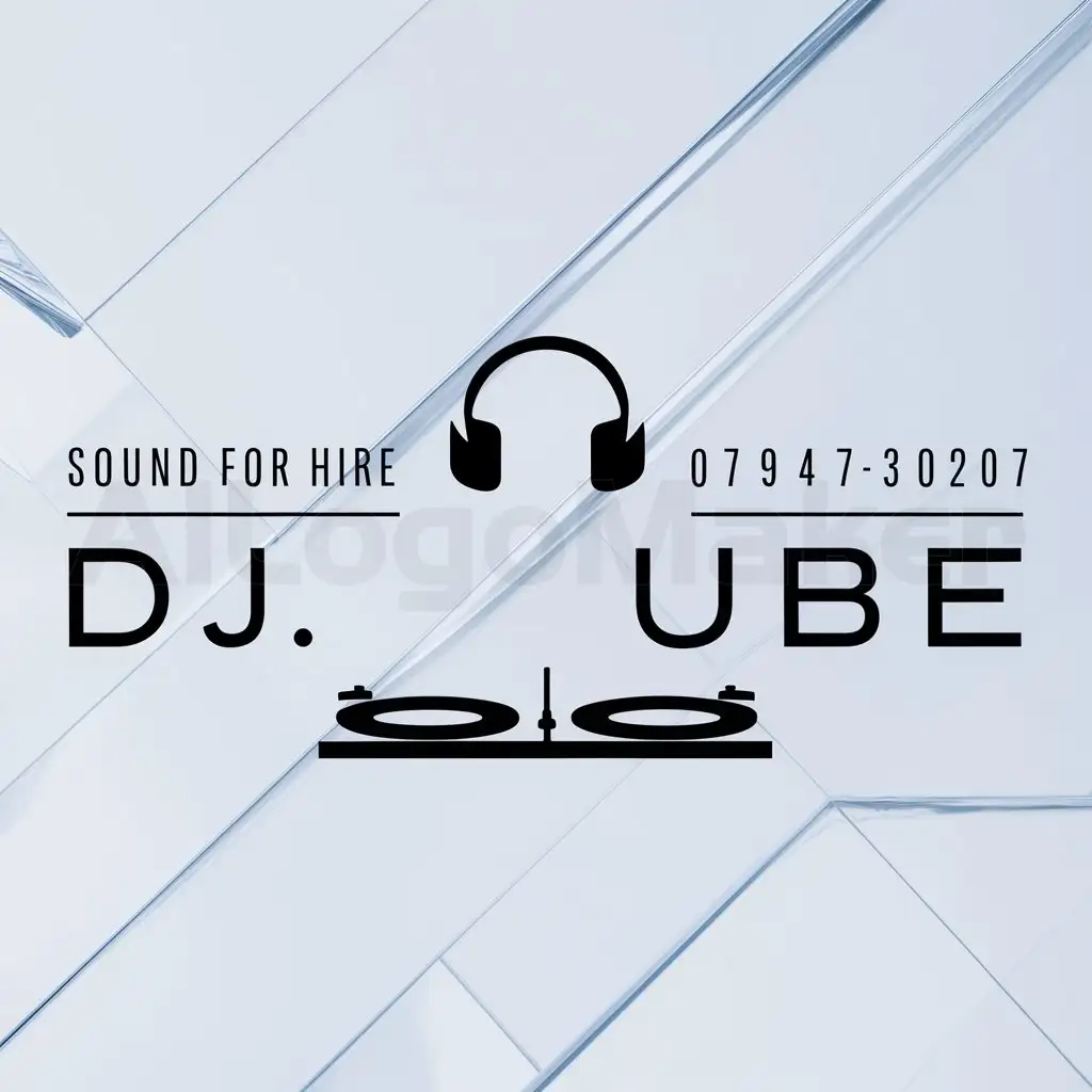 a logo design,with the text "SOUND FOR HIRE 0794730207", main symbol:Dj.Dube,Minimalistic,clear background