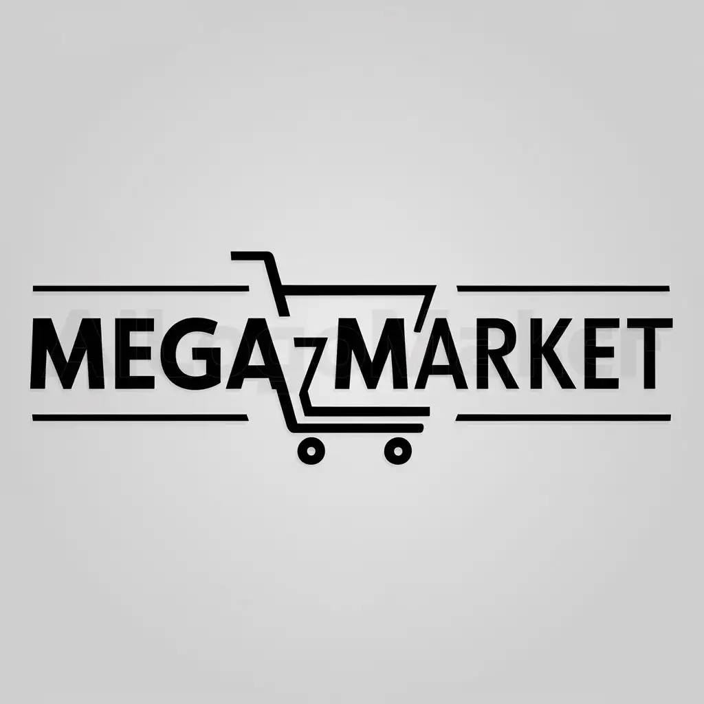 a logo design,with the text "Megamarket", main symbol:carrito de compra,Moderate,be used in Others industry,clear background