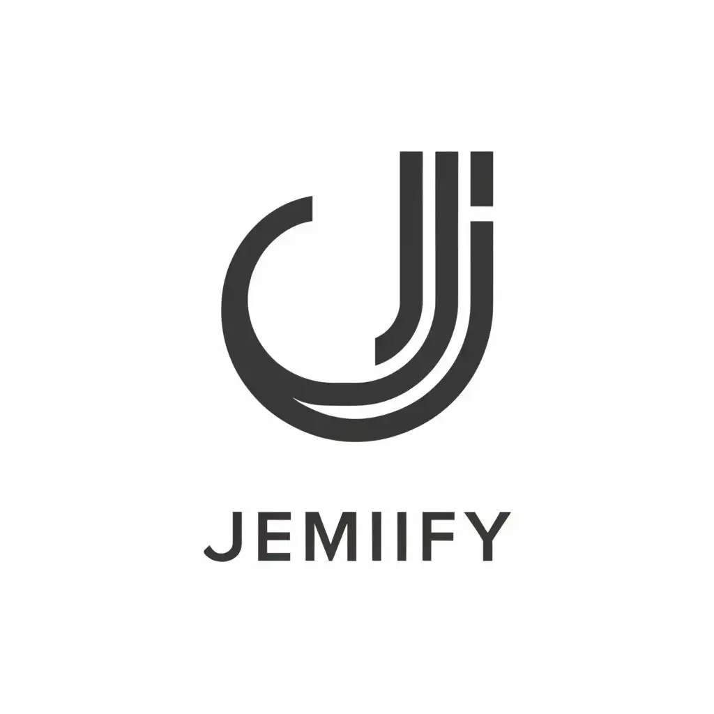 a logo design,with the text "Jemify", main symbol:J,Minimalistic,clear background