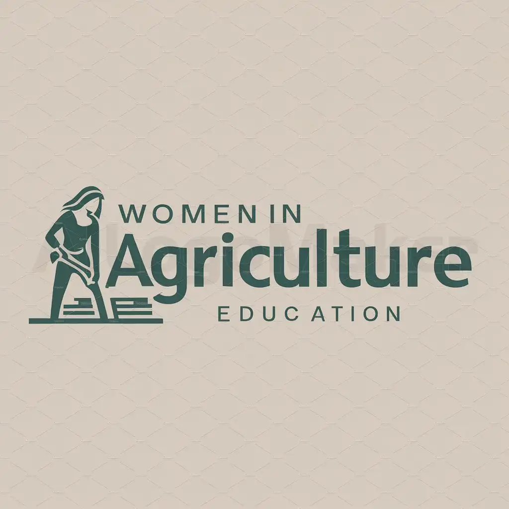 a logo design,with the text "AGRICULTURE", main symbol:Woman, Female, Field Work, Agriculture,Moderate,be used in Education industry,clear background
