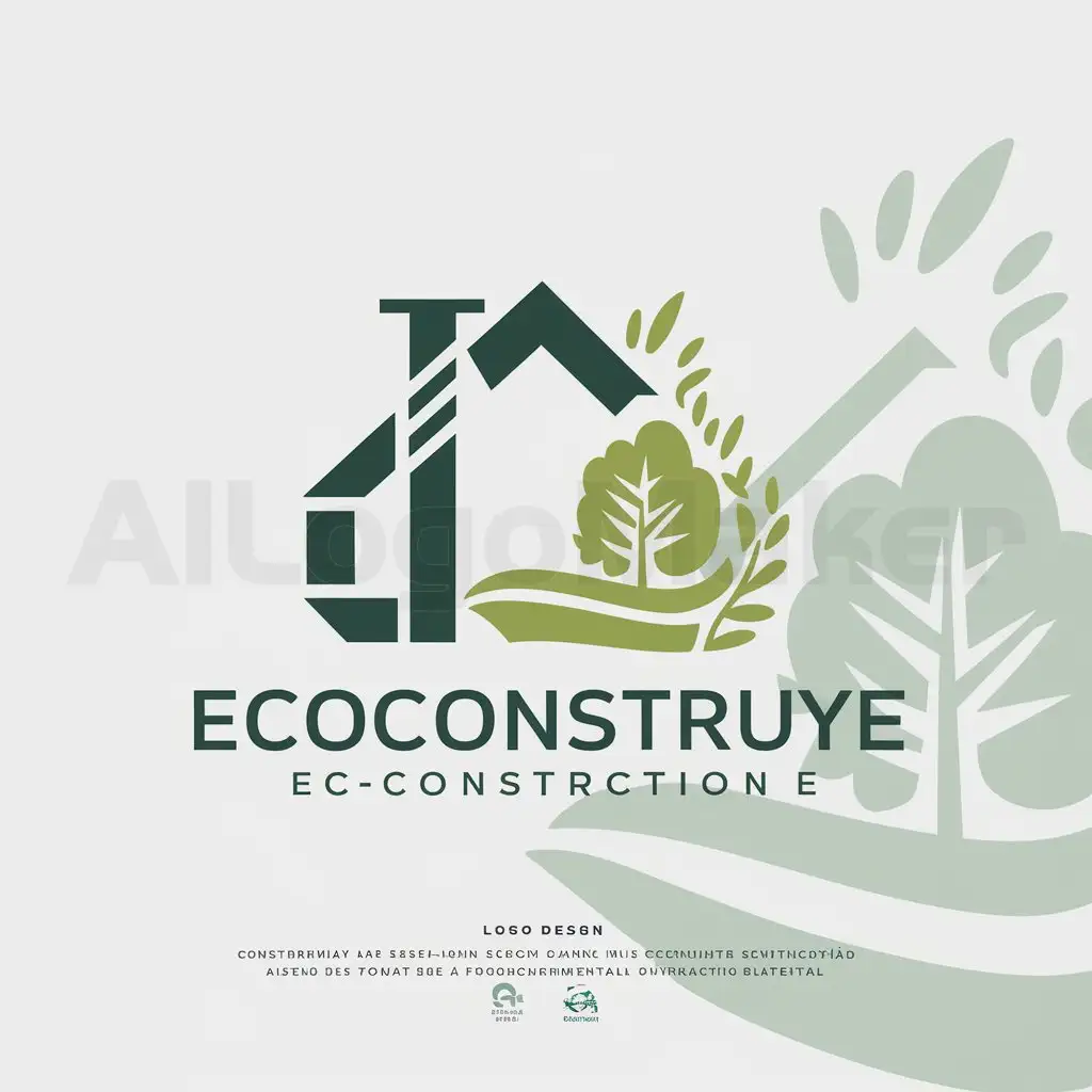 a logo design,with the text "EcoConstruye", main symbol:Construcción y ambiente,Moderate,be used in Construction industry,clear background