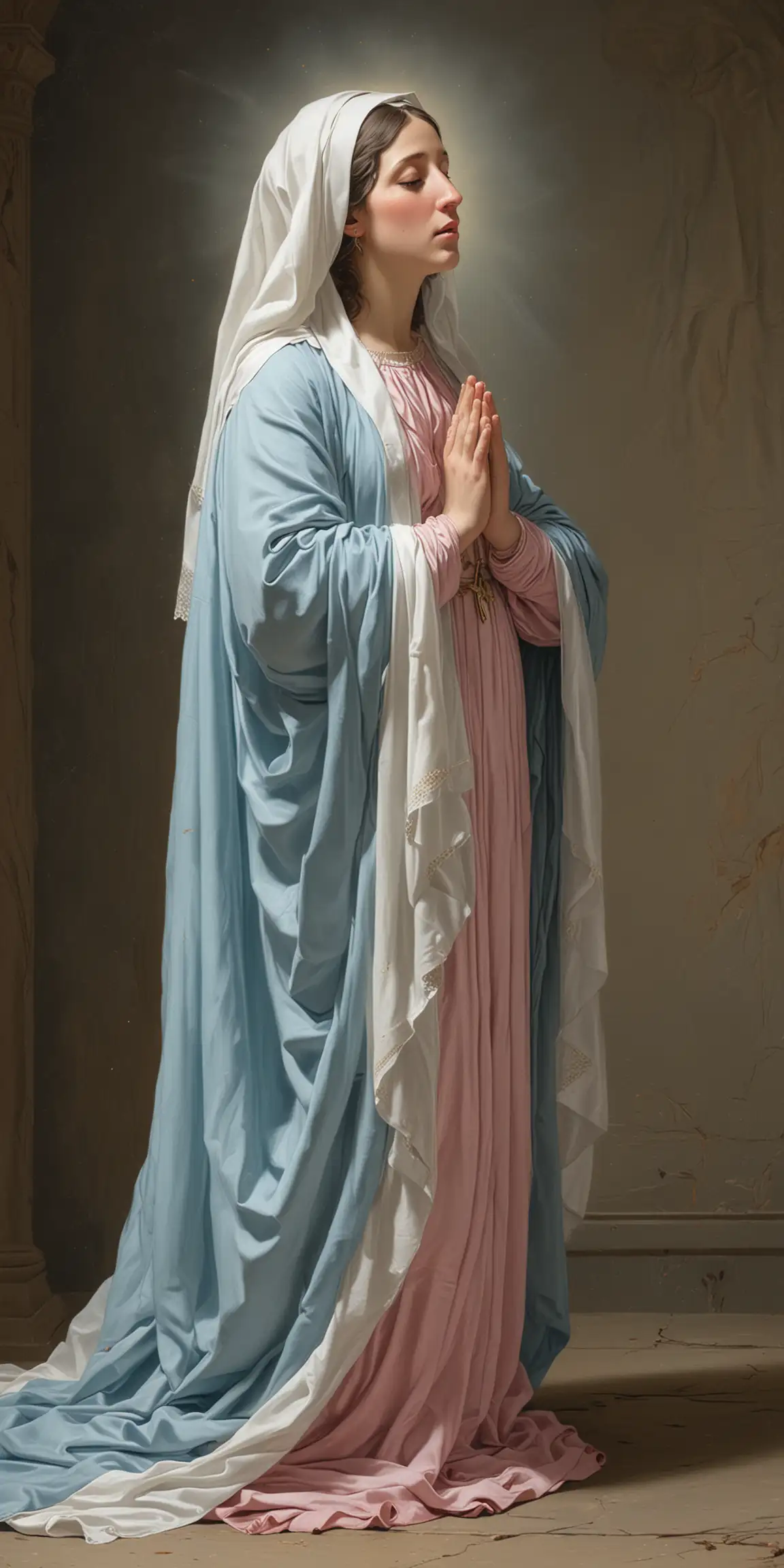 Graceful Virgin Mary Praying in Jewish Temple