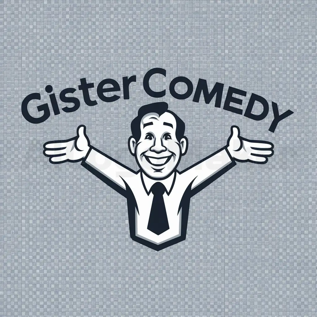 a logo design,with the text "Gistercomedy", main symbol:Cartoon man,complex,be used in Events industry,clear background