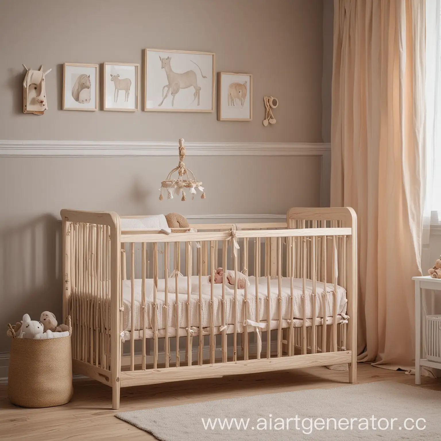 Newborn-Crib-in-a-Beautiful-Childrens-Room