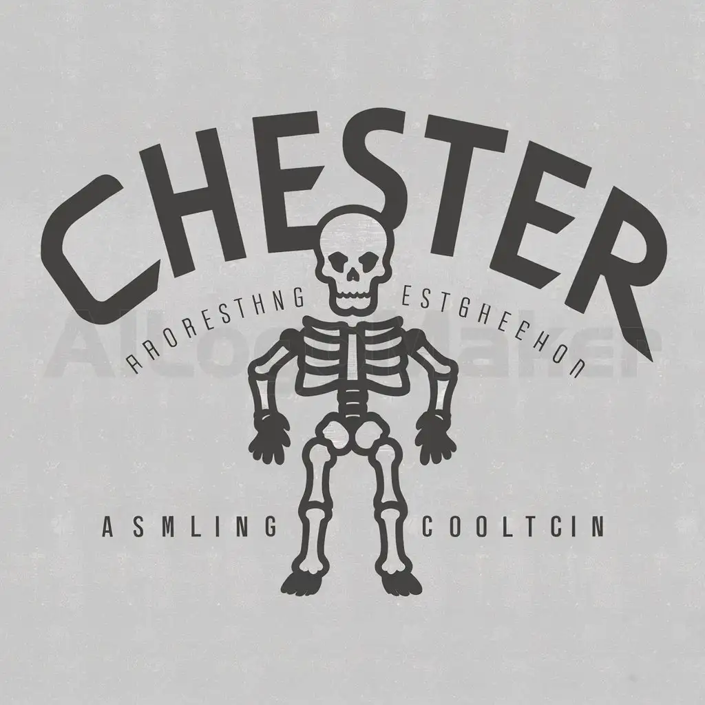 a logo design,with the text "CHESTER", main symbol:Skeleton,Moderate,be used in Clothing industry,clear background
