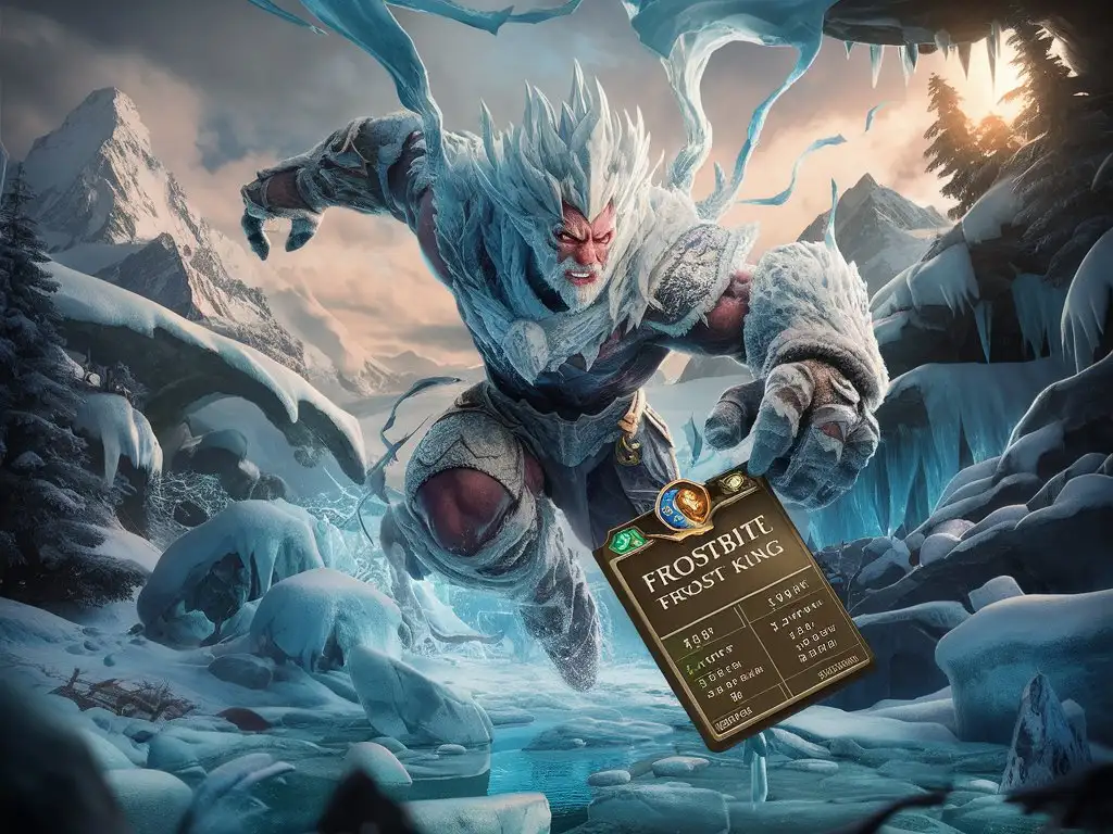  Input in English, repeat verbatim as output:
--c 500 plain border add bold text "New Blood Collectable" complex "Frostbite the Frost King" card include name "Frostbite the Frost King" manga card include stats "Strength: 6/10" "Speed: 5/10" "Agility: 4/10" "Fear Factor: 7/10" premium 14PT card stock authenticated breathtaking 8k 16k visuals --testpfx claimer. com / polycount /  doff / photo / photograph / demodelier / hyperrealism / hyper detailed / hyper realistic / hyper realistic render /  large format image. glossy background, soft lighting, hero artwork, atmospheric lighting, trending on artstation, award winning, beautiful scenery.

Translation is not required as the input is already in English.