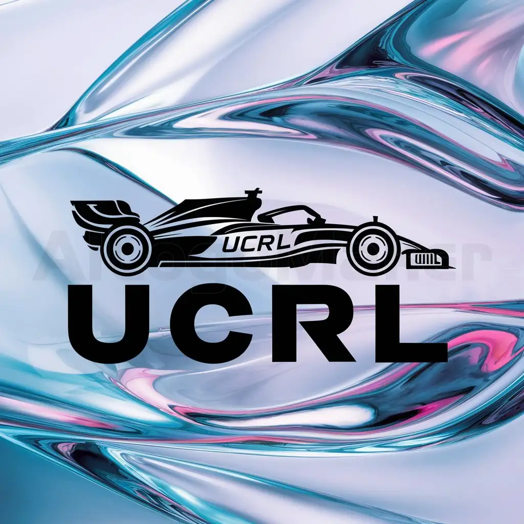 a logo design,with the text "UCRL", main symbol:F1 car,complex,clear background