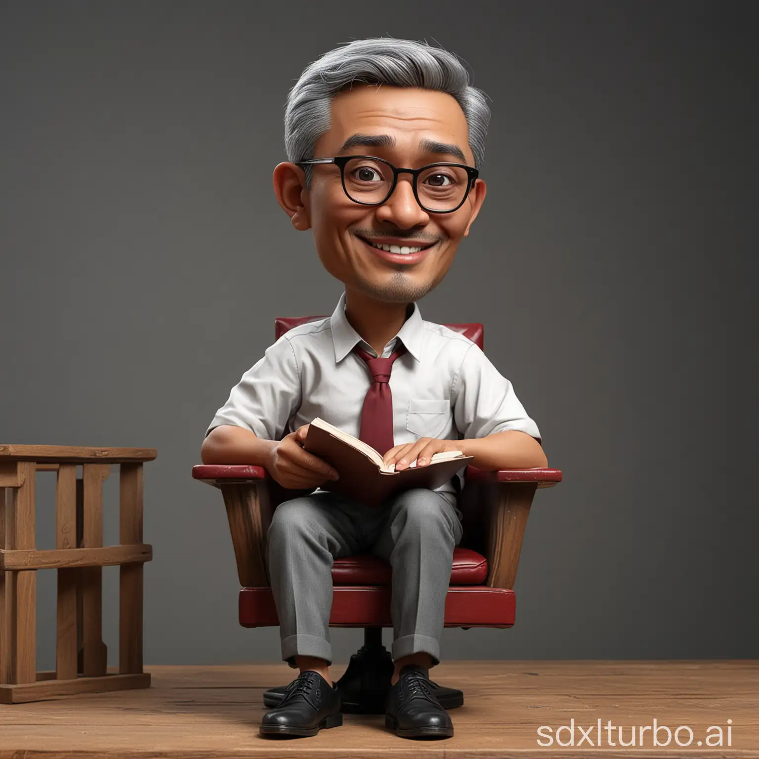 Realistic-Caricature-Portrait-of-a-Relaxed-Indonesian-Man-in-White-TShirt-and-Glasses