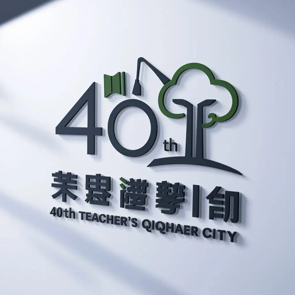 LOGO-Design-for-Qiqihaer-City-40th-Teachers-Day-Elegant-Crane-Book-and-Tree-Symbolism