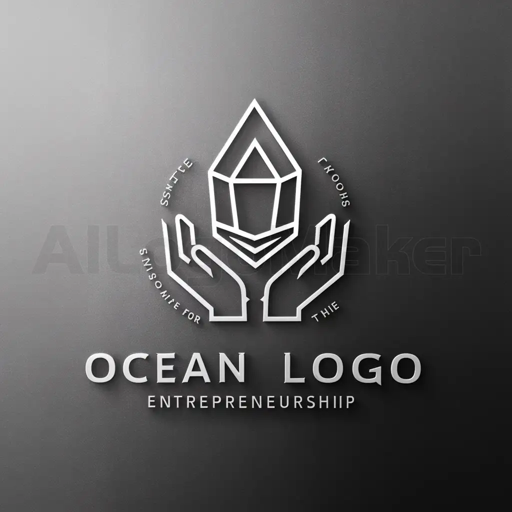 a logo design,with the text "persevere in entrepreneurship, selfless dedication, unity to fight, and open up and pursue", main symbol:Ocean symbol, a saltwater crystal as main body, crystallization, hardworking dedication of this hand, hardworking entrepreneurship, selfless devotion,Minimalistic,be used in Technology industry,clear background