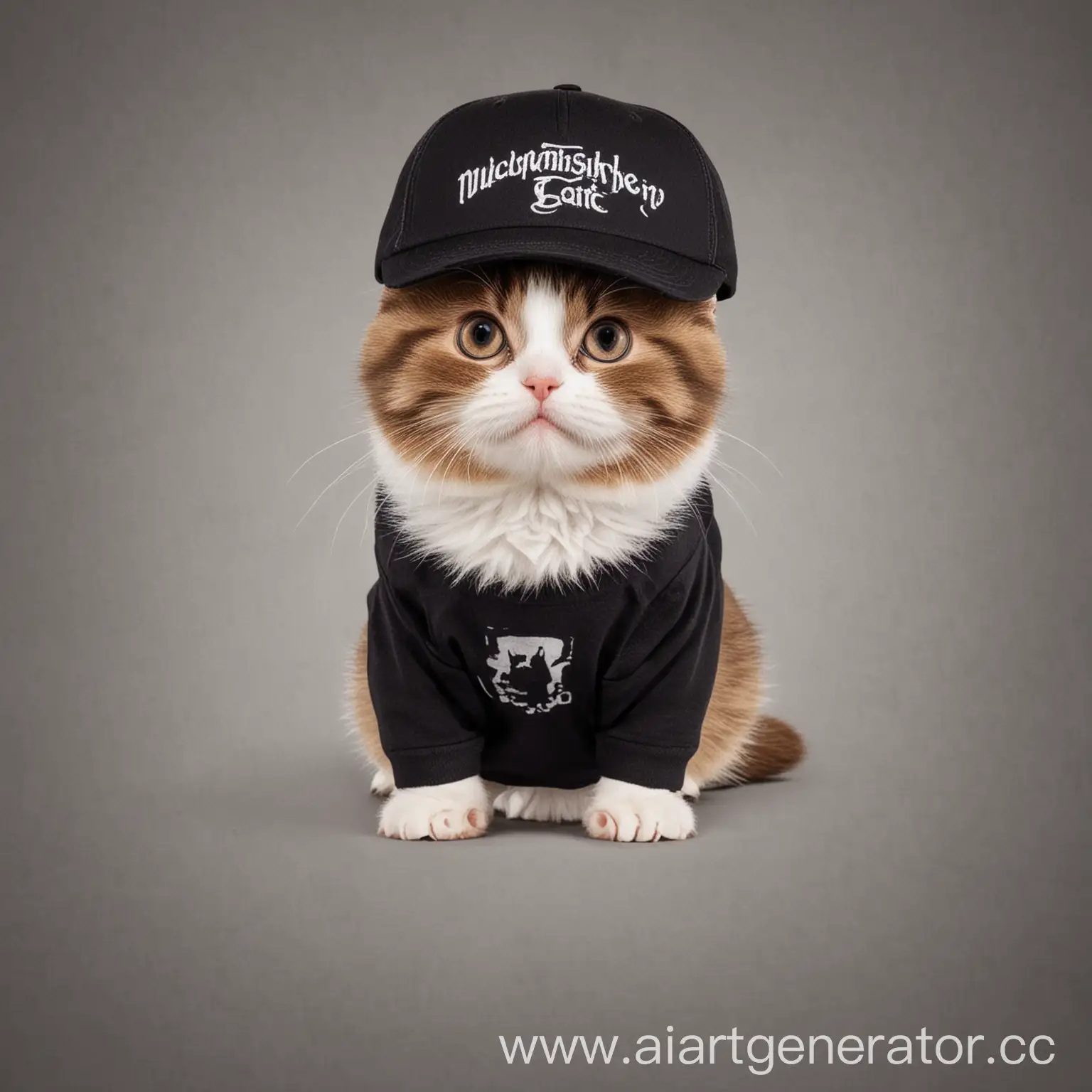Munchkin-Cat-Wearing-Cap-and-TShirt