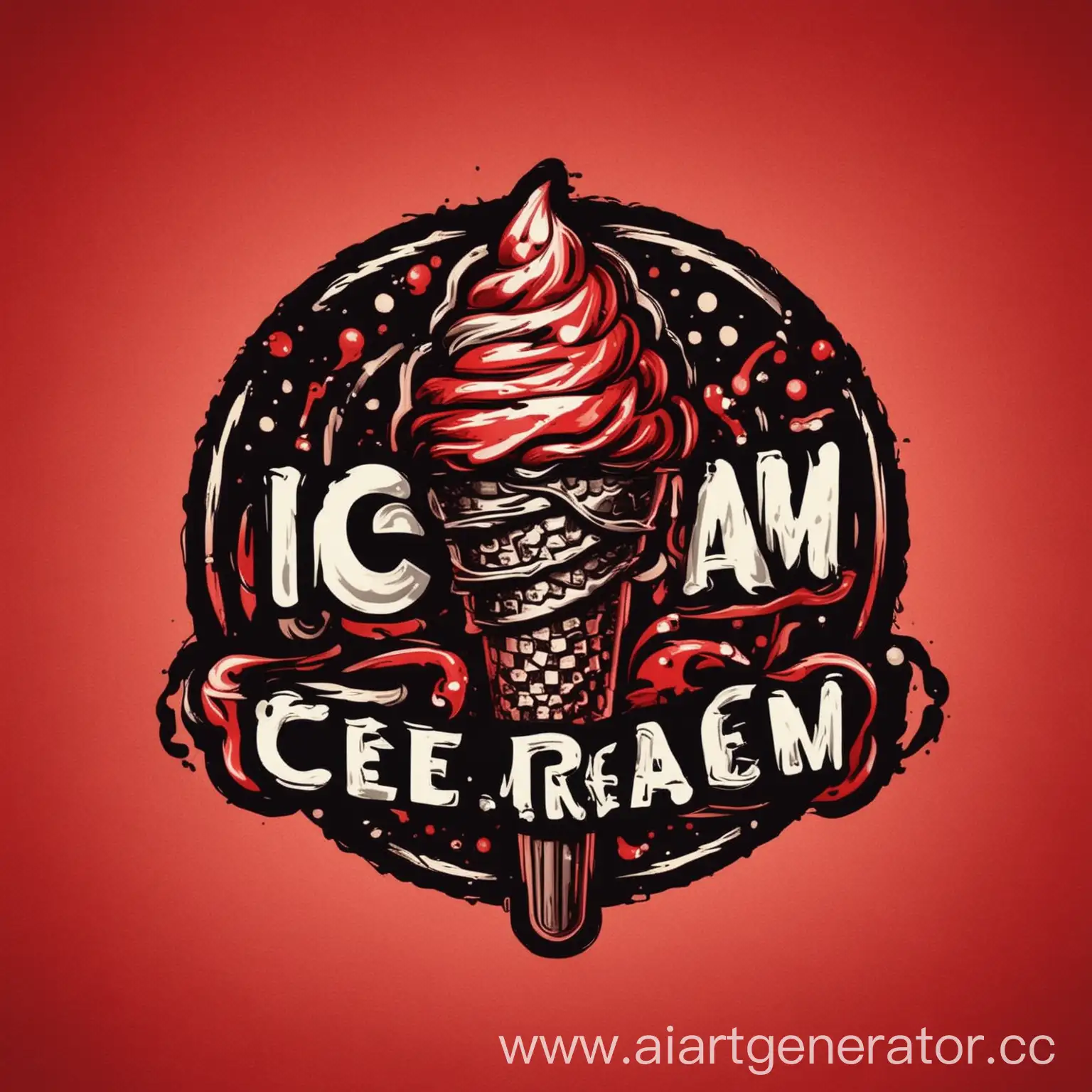 логотип компании мороженого в красно-чёрных тонах
