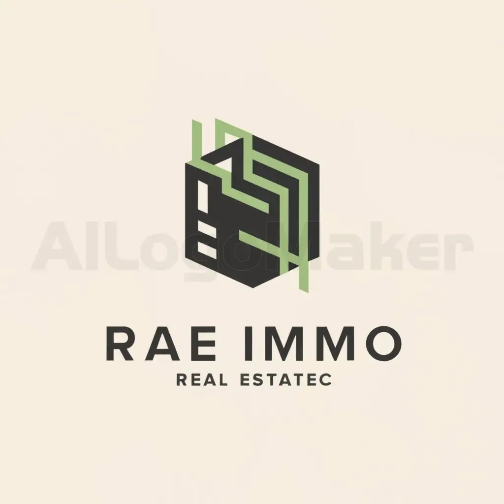 a logo design,with the text "RAE IMMO", main symbol:building,complex,be used in Real Estate industry,clear background