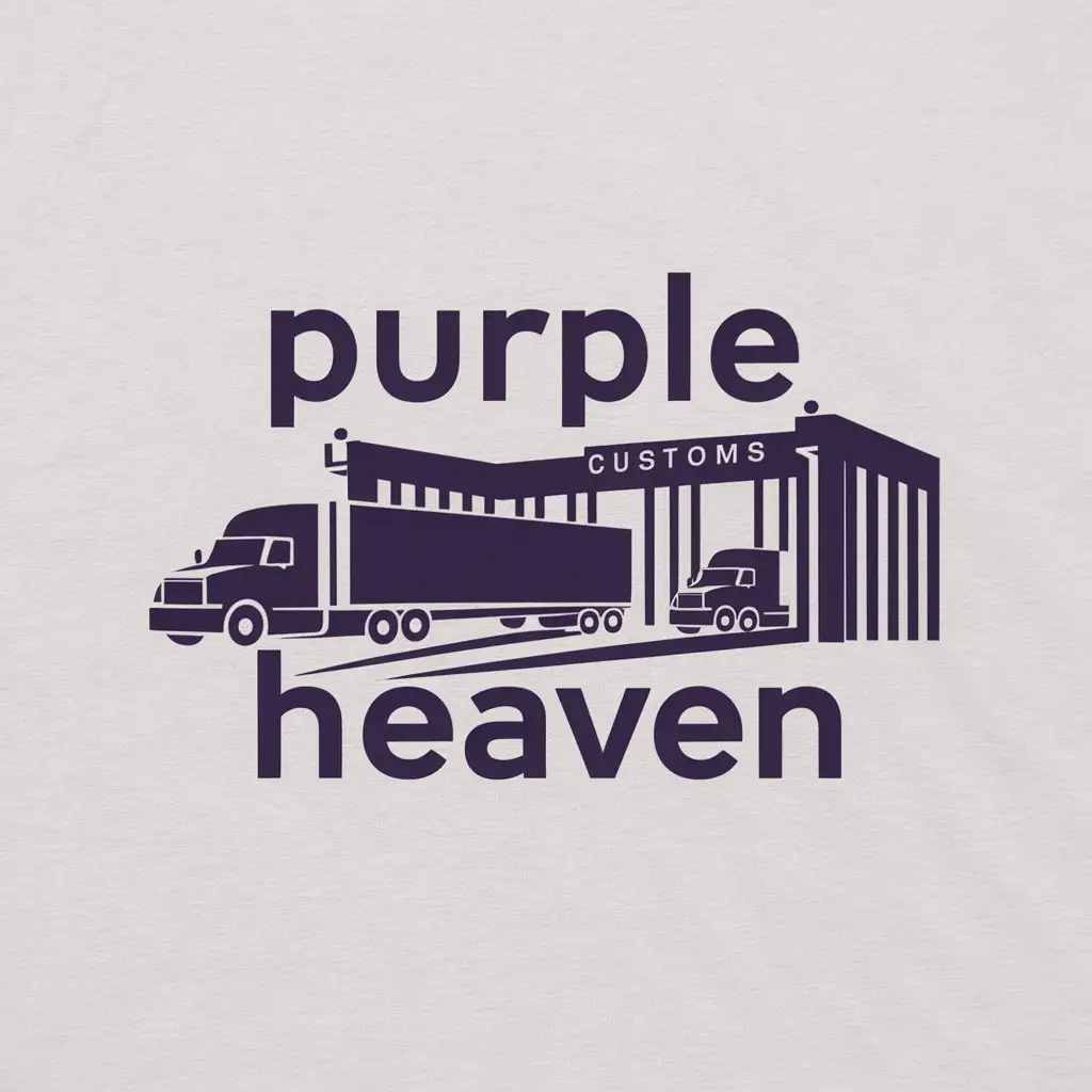 a logo design,with the text "Purple Heaven", main symbol:trucks, represent foreign trade. customs gate,Moderate,be used in Others industry,clear background