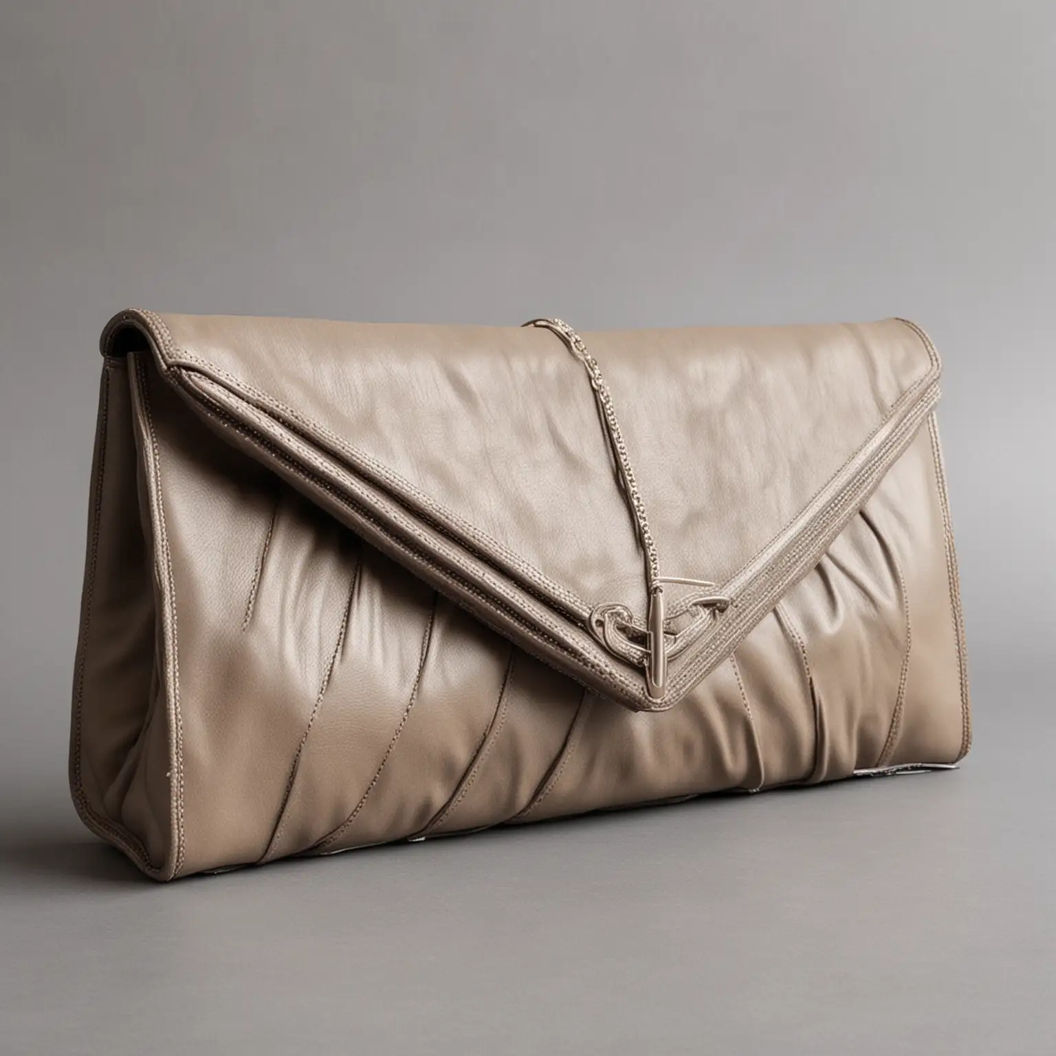 stunning clutch bag gray taupe, glam, hyper-realistic,  Garbage style
