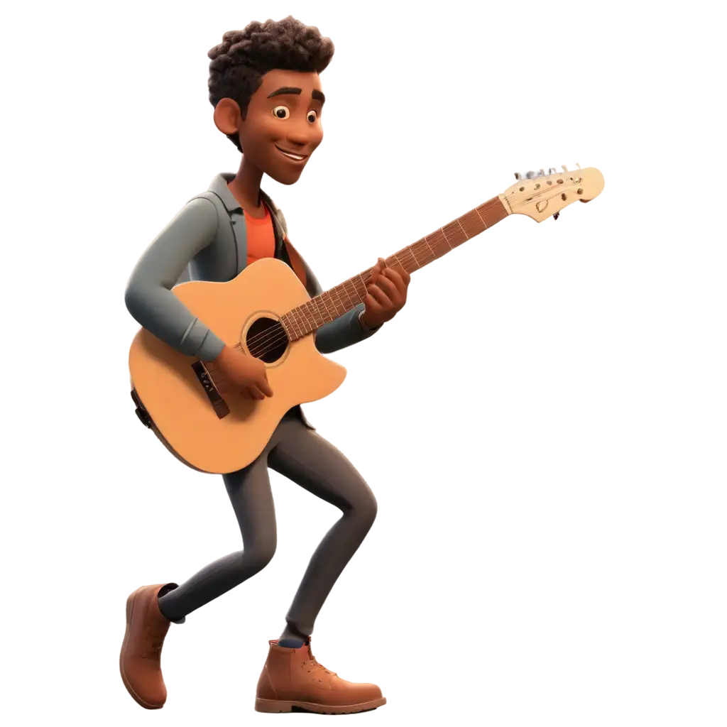Animasi pria main gitar