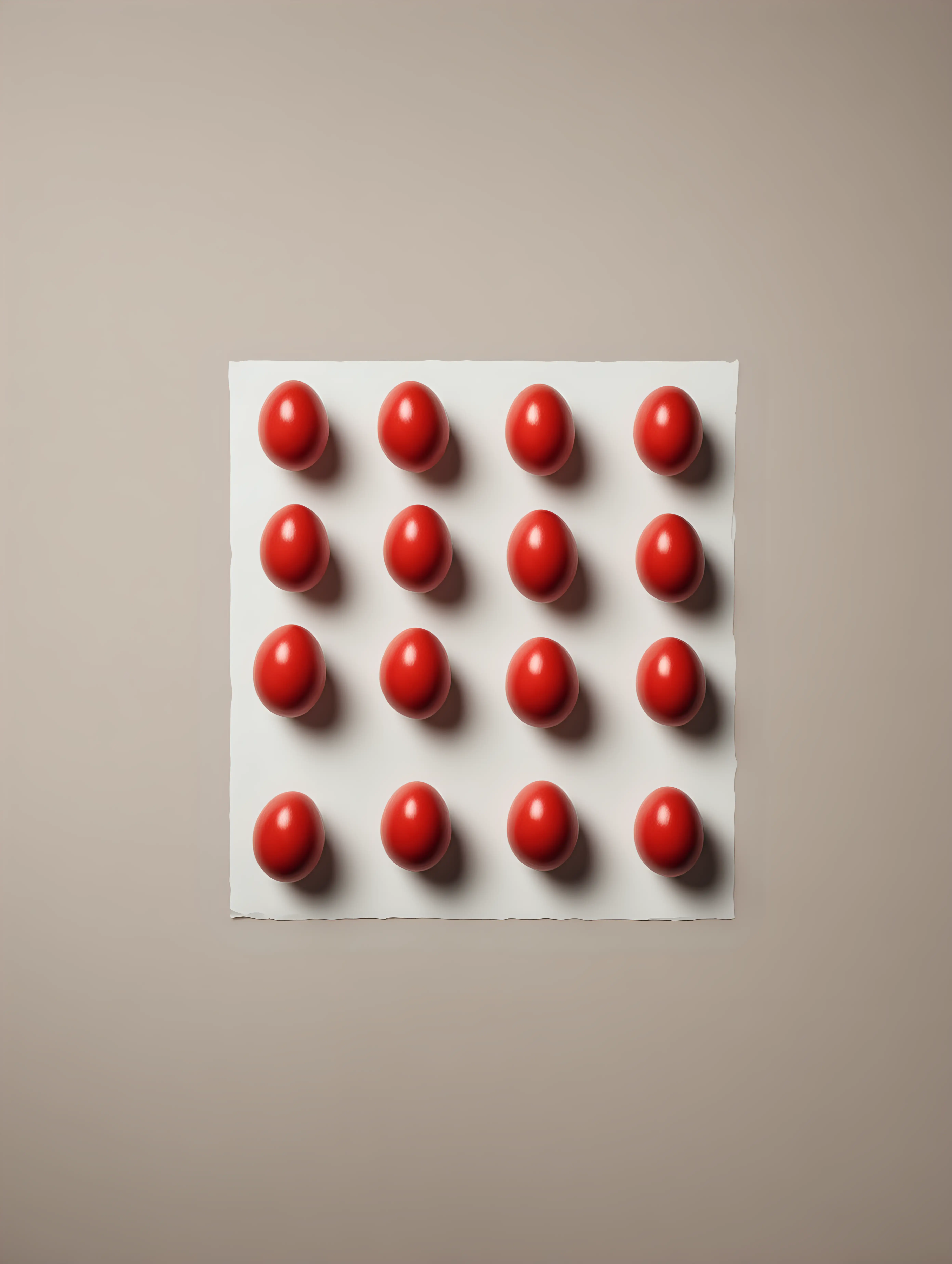 Japanese Minimalist Red Eggs Arrangement on White Background