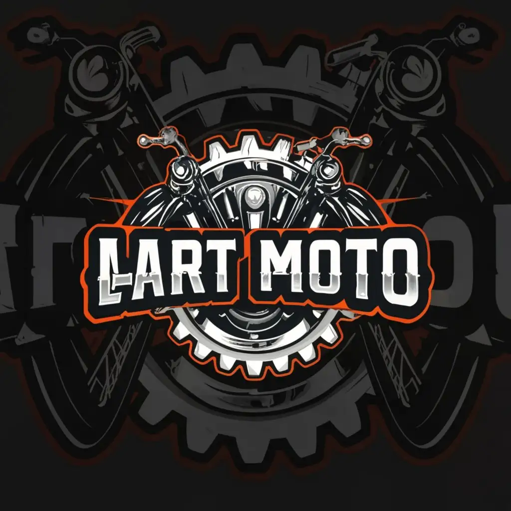 a logo design,with the text "ART MOTO", main symbol:Motorcycle, spare part,Moderate,be used in Automotive industry,clear background