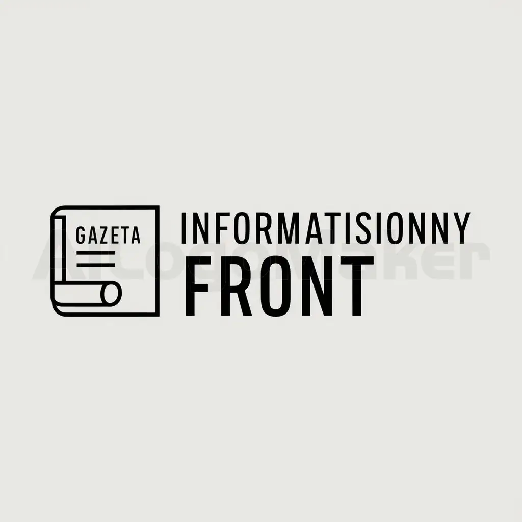 a logo design,with the text "Informatsionny front", main symbol:Gazeta,Minimalistic,clear background