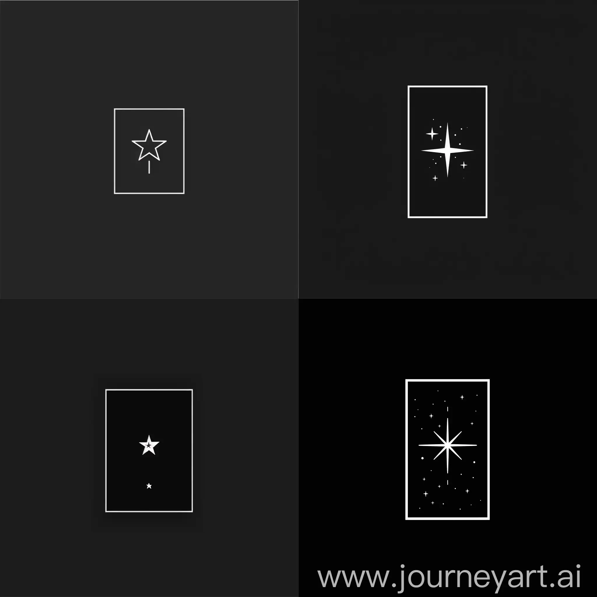 Нарисуй прямоугольный логотип в котором находится звезда на чёрном фоне, логотип должен быть минималистичным и состоящим из простых фигур 