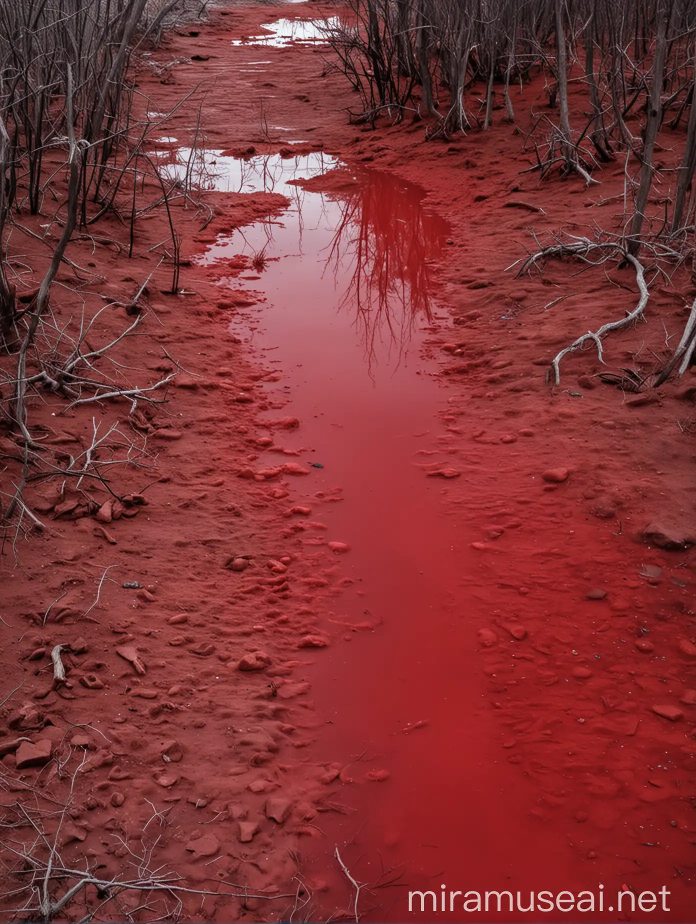 Surreal Scene Purgatory Level Red Water