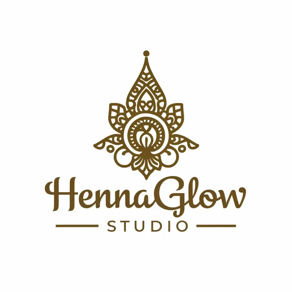 a logo design,with the text "henna glow studio", main symbol:mehendi,Moderate,be used in Beauty Spa industry,clear background