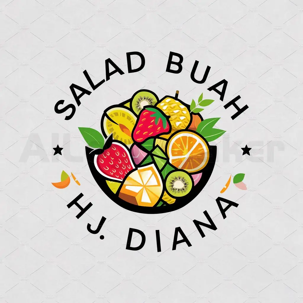 a logo design,with the text "Salad Buah Hj Diana", main symbol:Fruit salad,complex,clear background