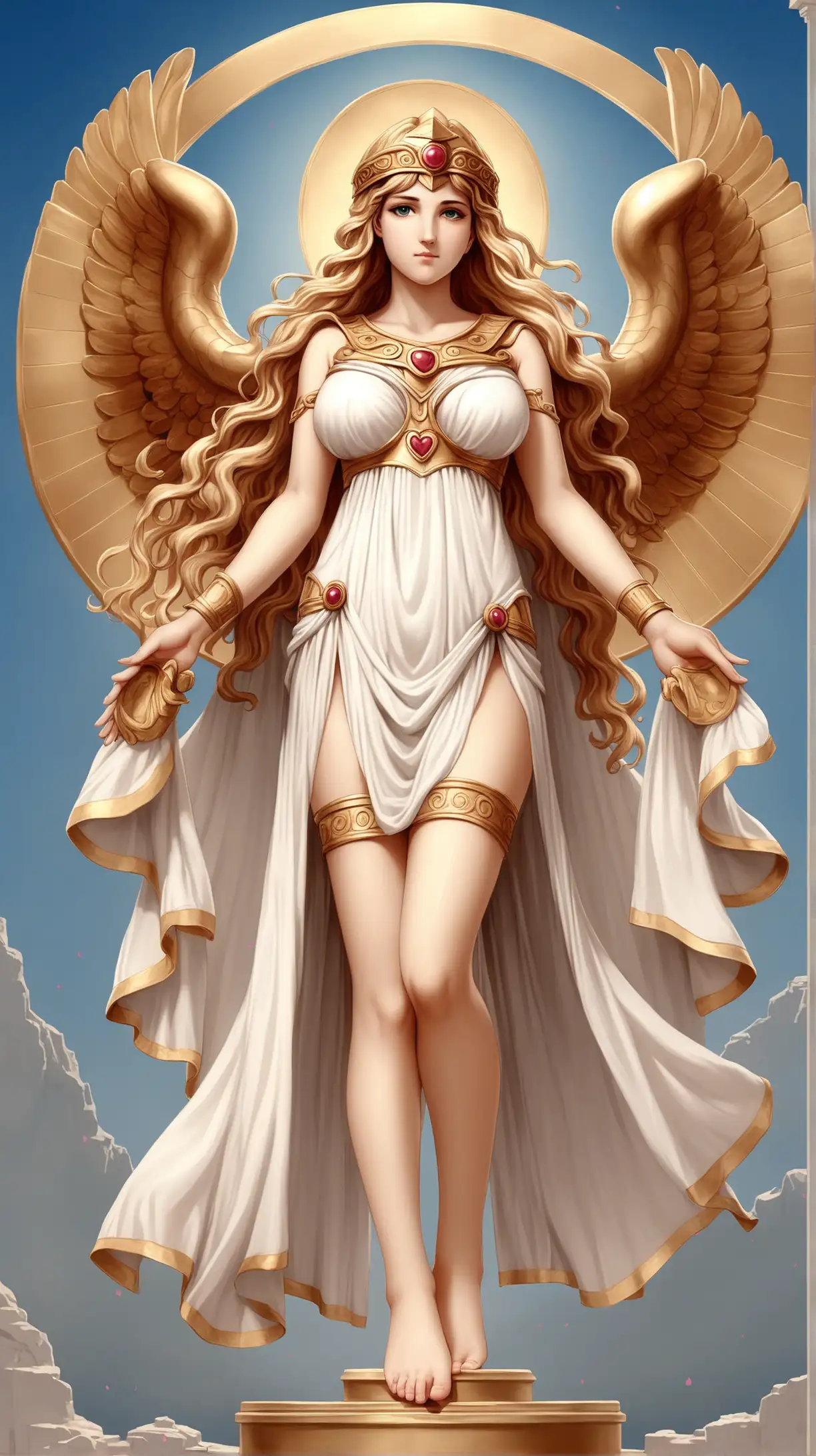 20 year old athena goddess of love from Greek Mythology, full body, bare feet, large breasts