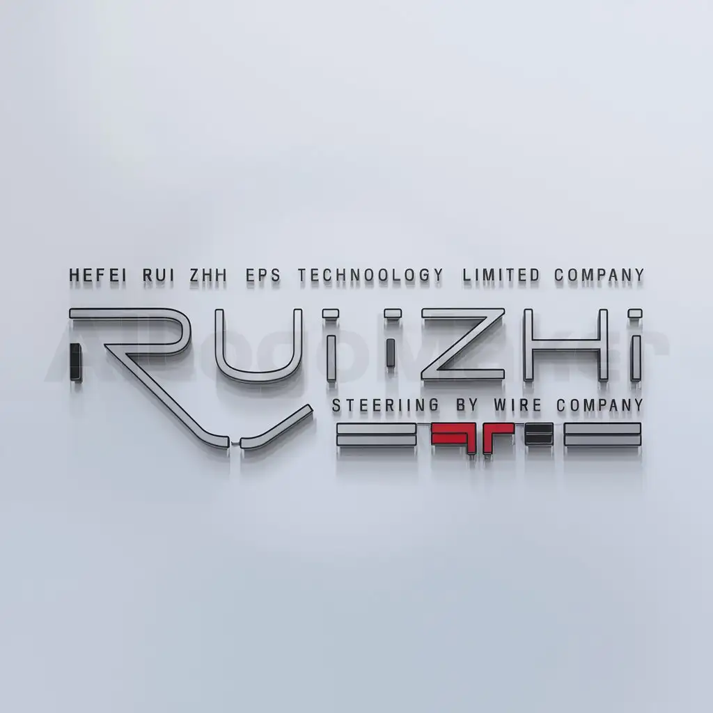 a logo design,with the text "Hefei Rui Zhi EPS Technology Limited Company", main symbol:Ruizhi, Formula One racing team, Steering by wire,Minimalistic,clear background