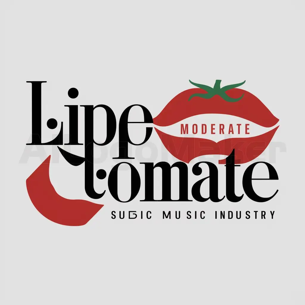 a logo design,with the text "Lippetomate", main symbol:Lips, Tomato, Lipstick,Moderate,be used in Music industry,clear background