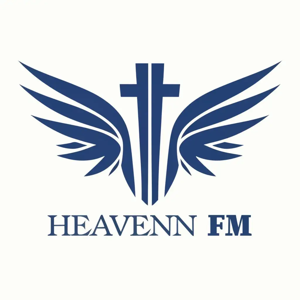 LOGO-Design-For-Heaven-FM-Angelic-Wings-Cross-Emblem-for-Religious-Serenity