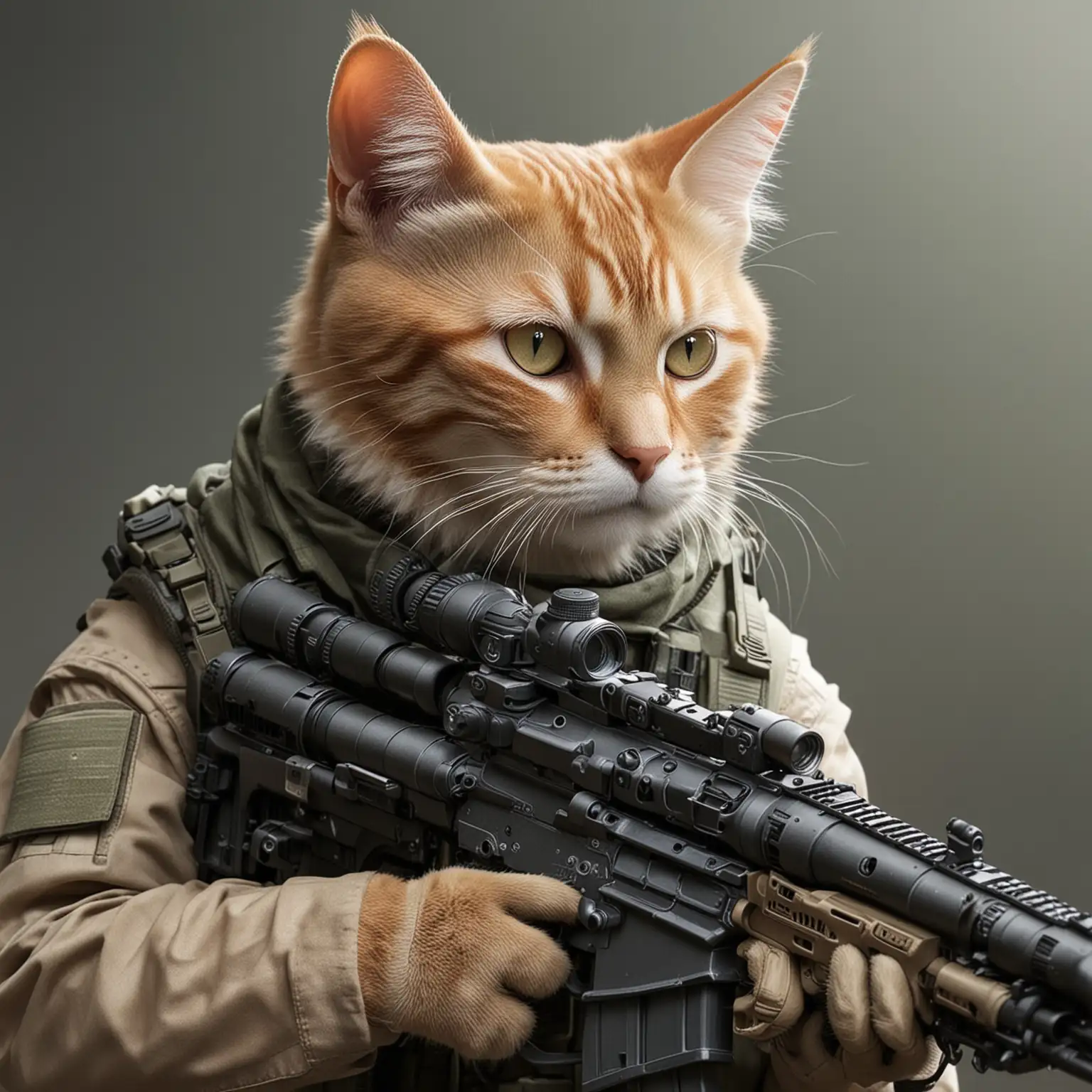 Stealthy Feline Sniper Ready for Action