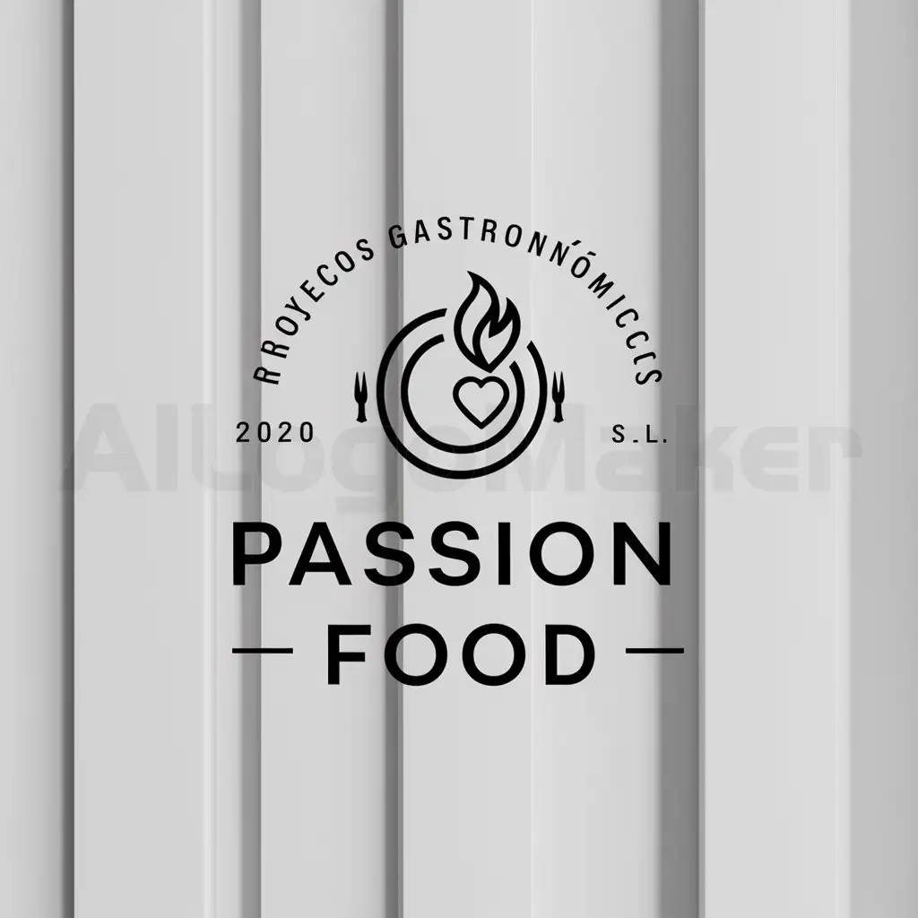 a logo design,with the text "Proyectos Gastronómicos 2020 S.L", main symbol:PASSION FOOD,Minimalistic,be used in COMIDA industry,clear background
