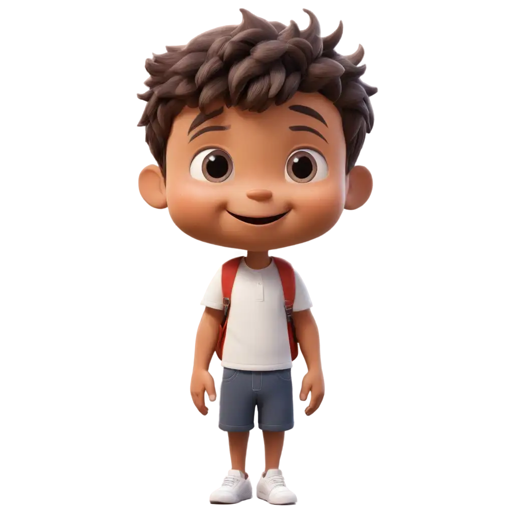 Small child with big head in cartoon style