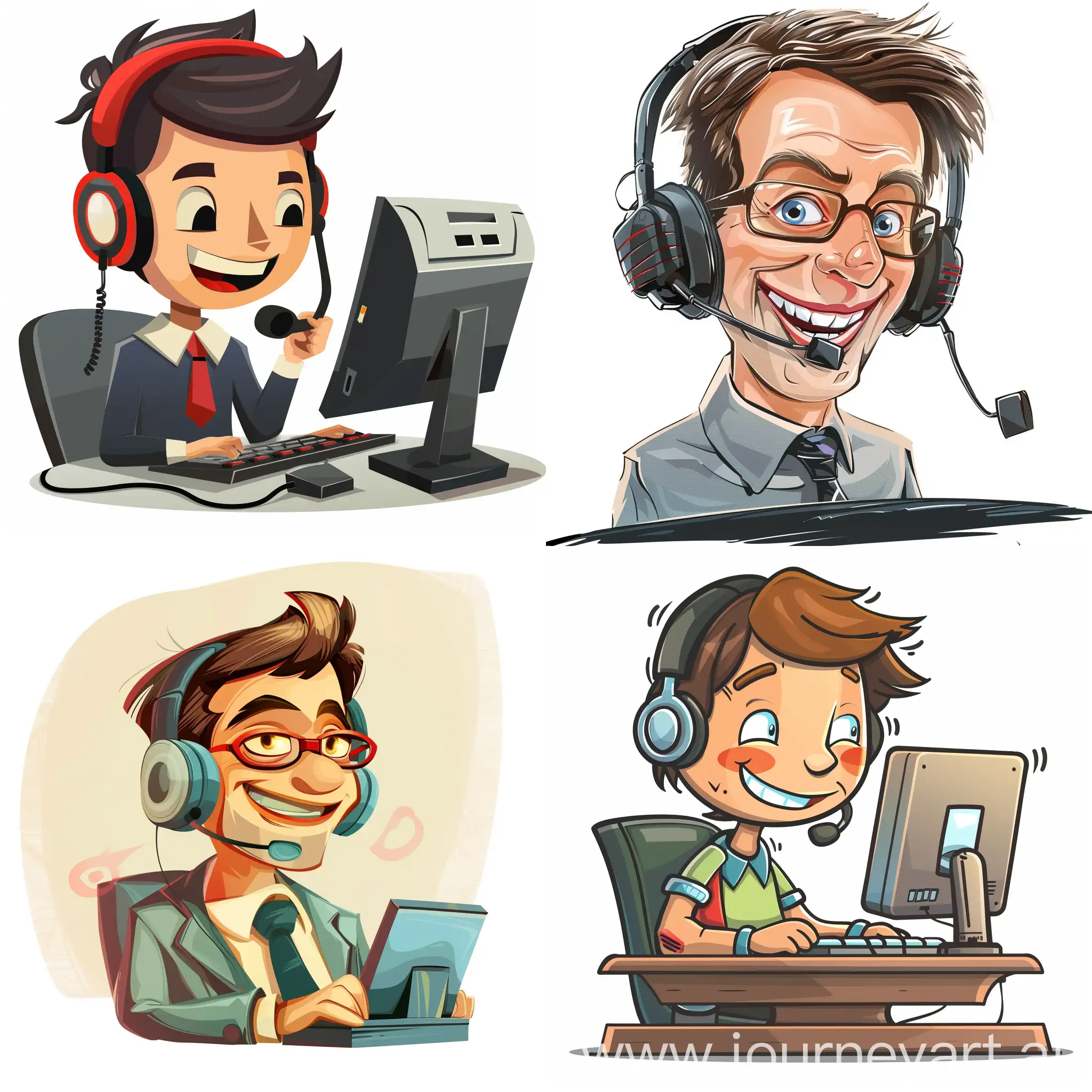 Cheerful-Call-Center-Cartoon-Characters