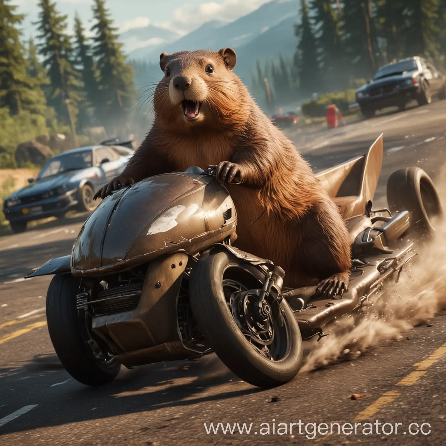 Beaver-Playing-Video-Game-Need-for-Speed