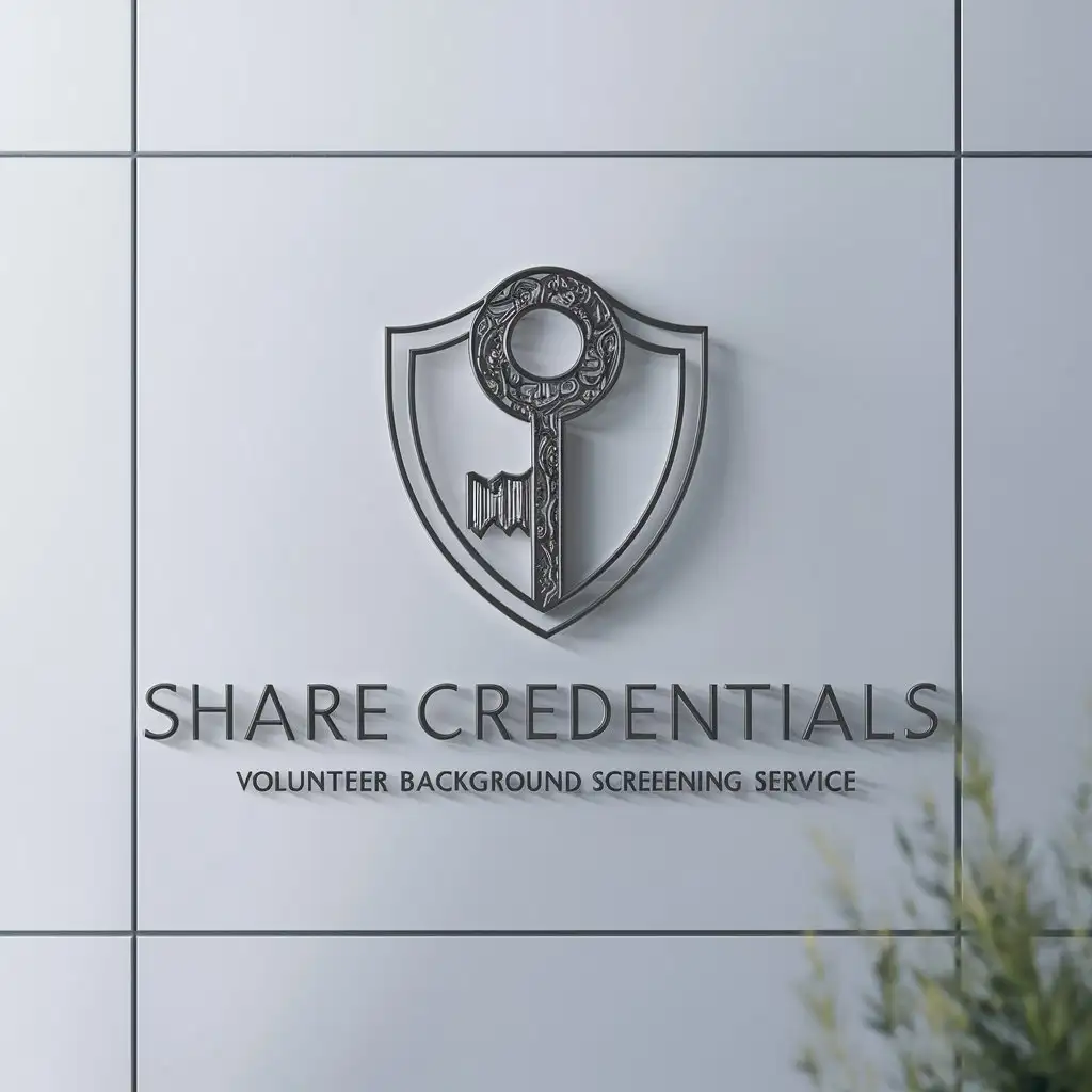 a logo design,with the text "Share Credentials", main symbol:a logo design,with the text 'Share Credentials', main symbol:create Volunteer Screening Symbolic Logo called Share Credentials. Our organization is looking for a standout logo to represent our volunteer background screening service. It should include a representative icon as well as the name of the service: Share Credentials.- Design Idea: A key expectation is that the logo unites the concept of volunteerism and background checks in a pleasing and easily recognizable manner.- Messaging: We would like to communicate our commitment to safe and reliable volunteer engagement.,complex,be used in volunteer background screening service industry industry,clear background