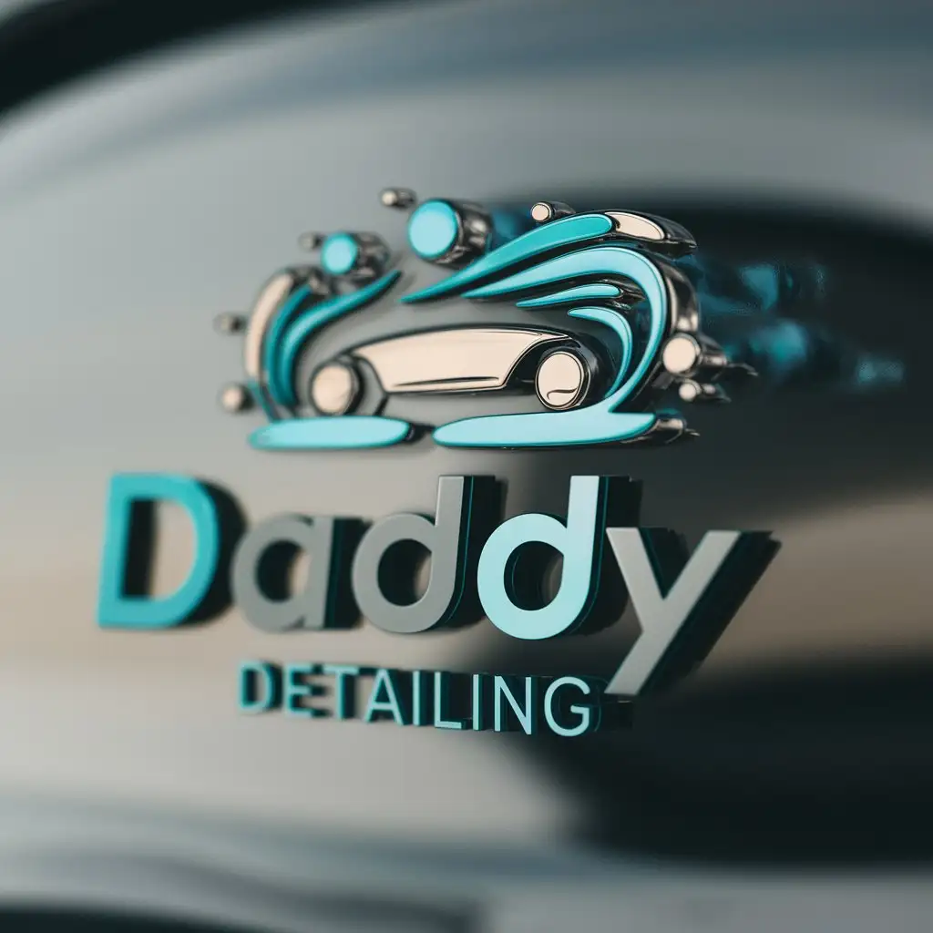 a logo design,with the text "Daddy Detailing", main symbol:Car Wash sparkling,Moderate,clear background