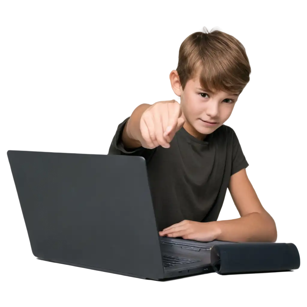 child in front of laptop