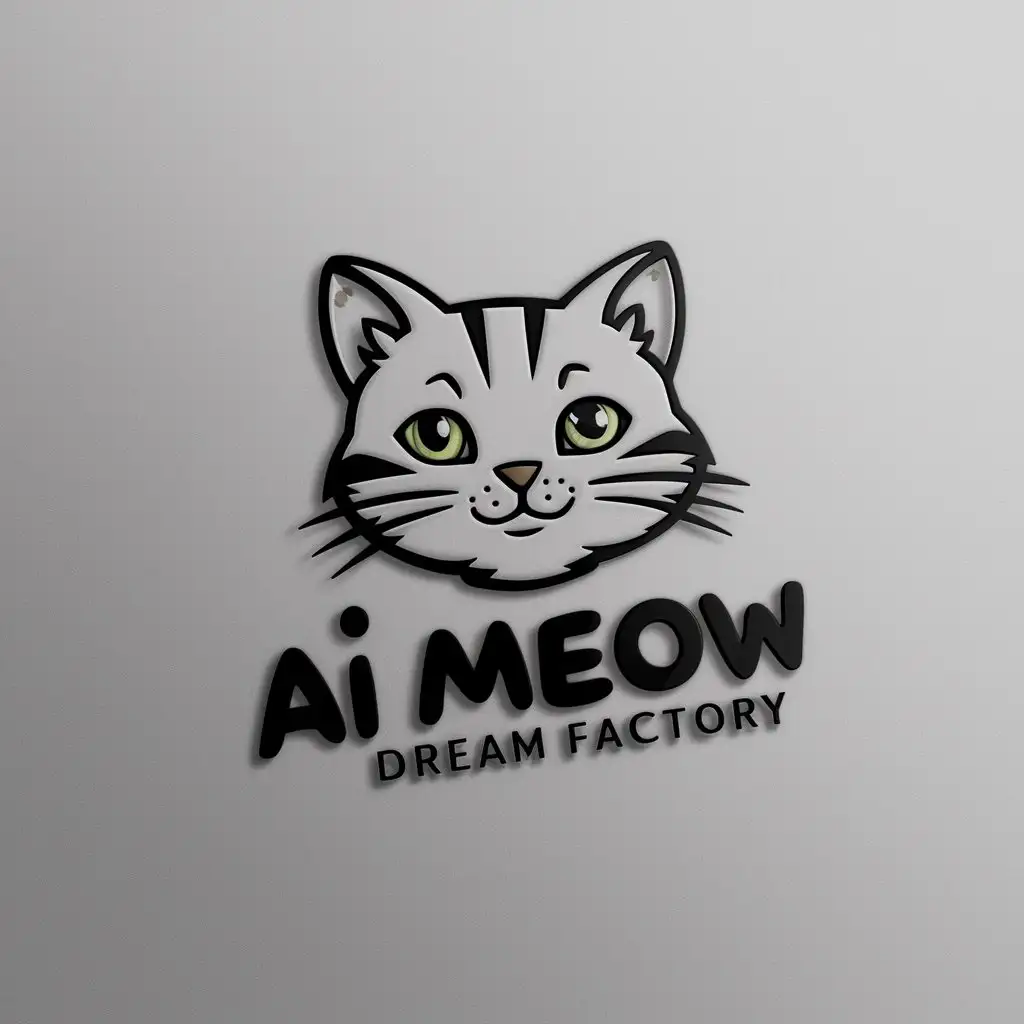 a logo design,with the text "AI Meow Dream Factory", main symbol:cat, anthropomorphization,Moderate,clear background