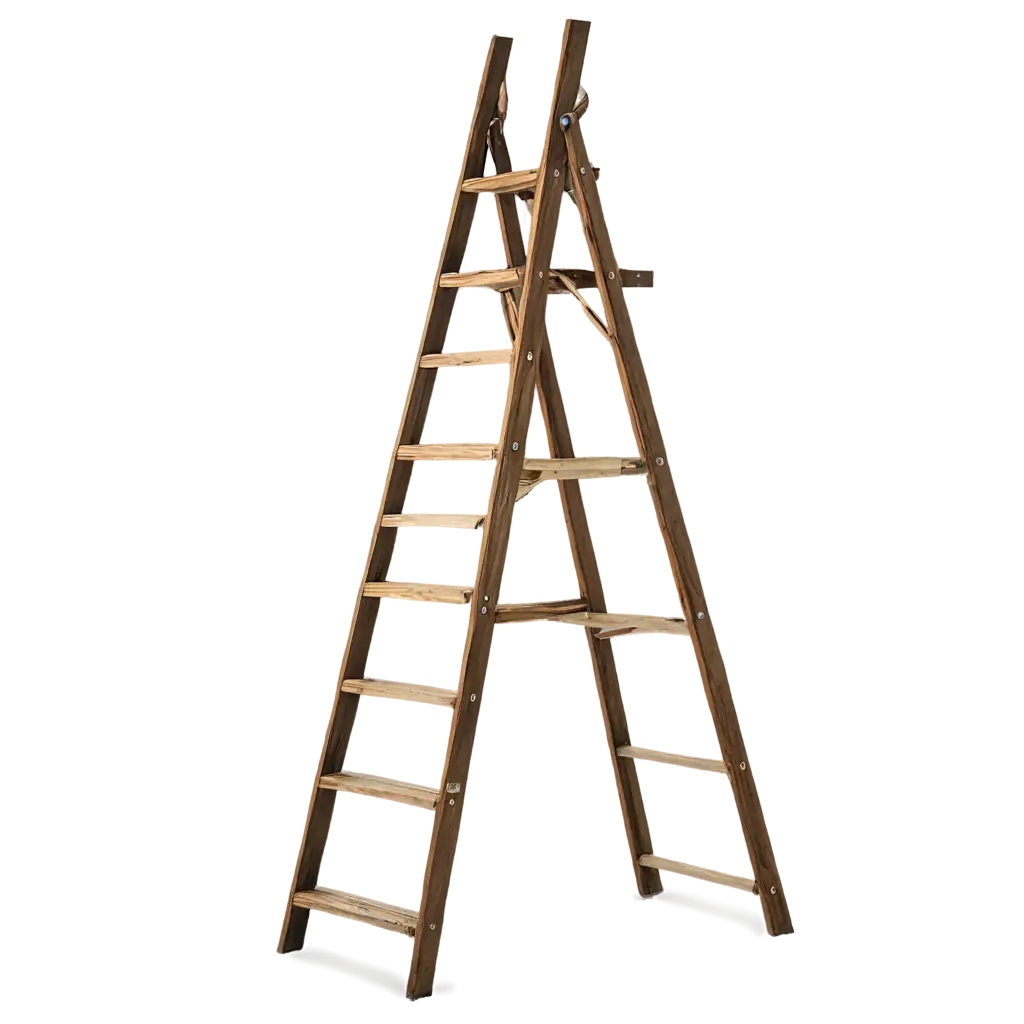 a traditional 
wooden ladder