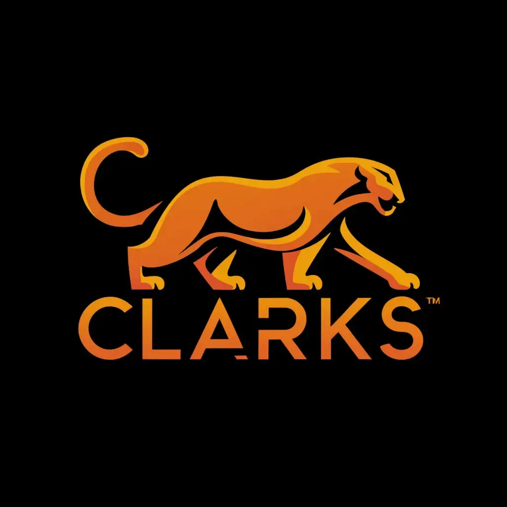 a logo design,with the text "clarks", main symbol:jaguar black background,Moderate,clear background