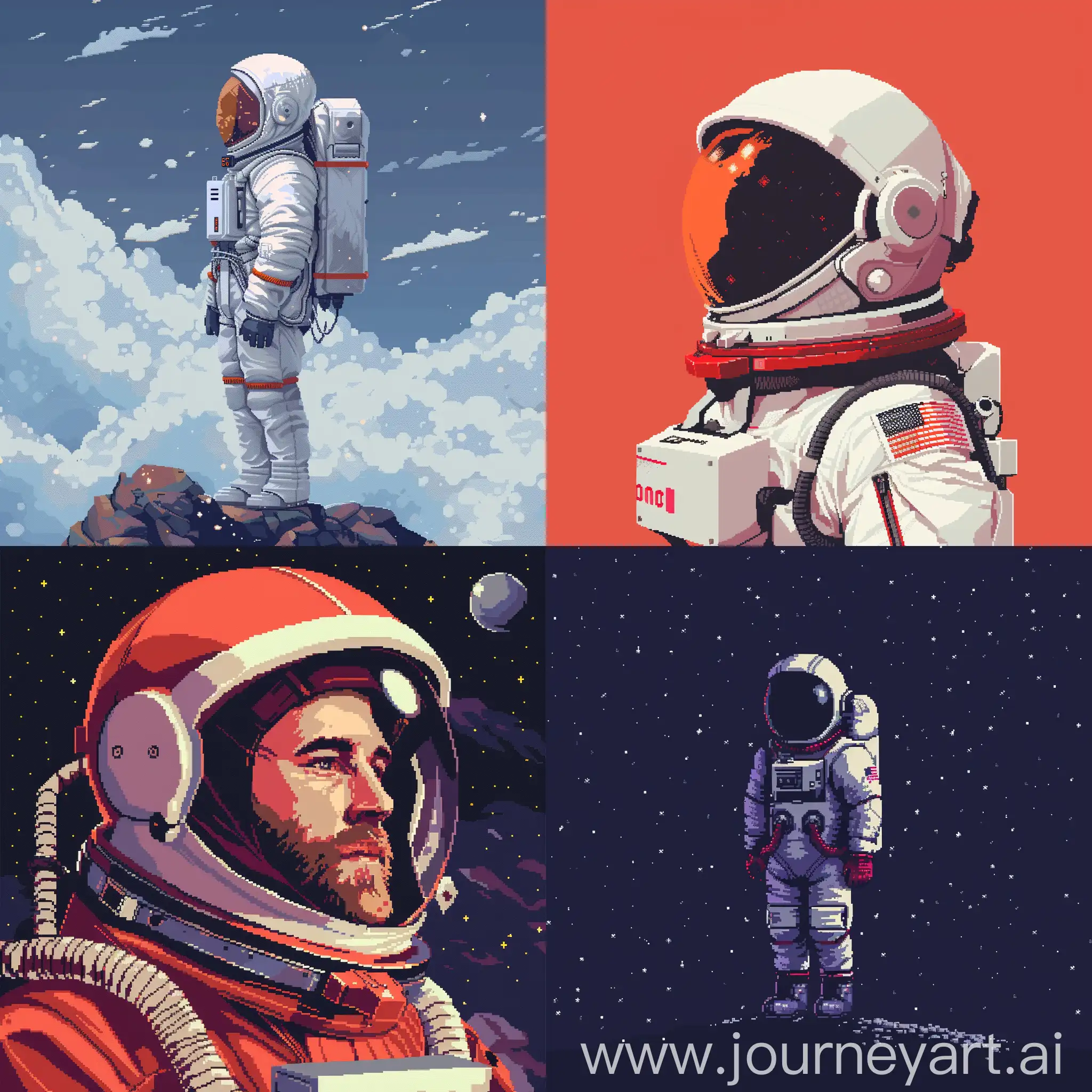 космонавт в стиле пиксель арт