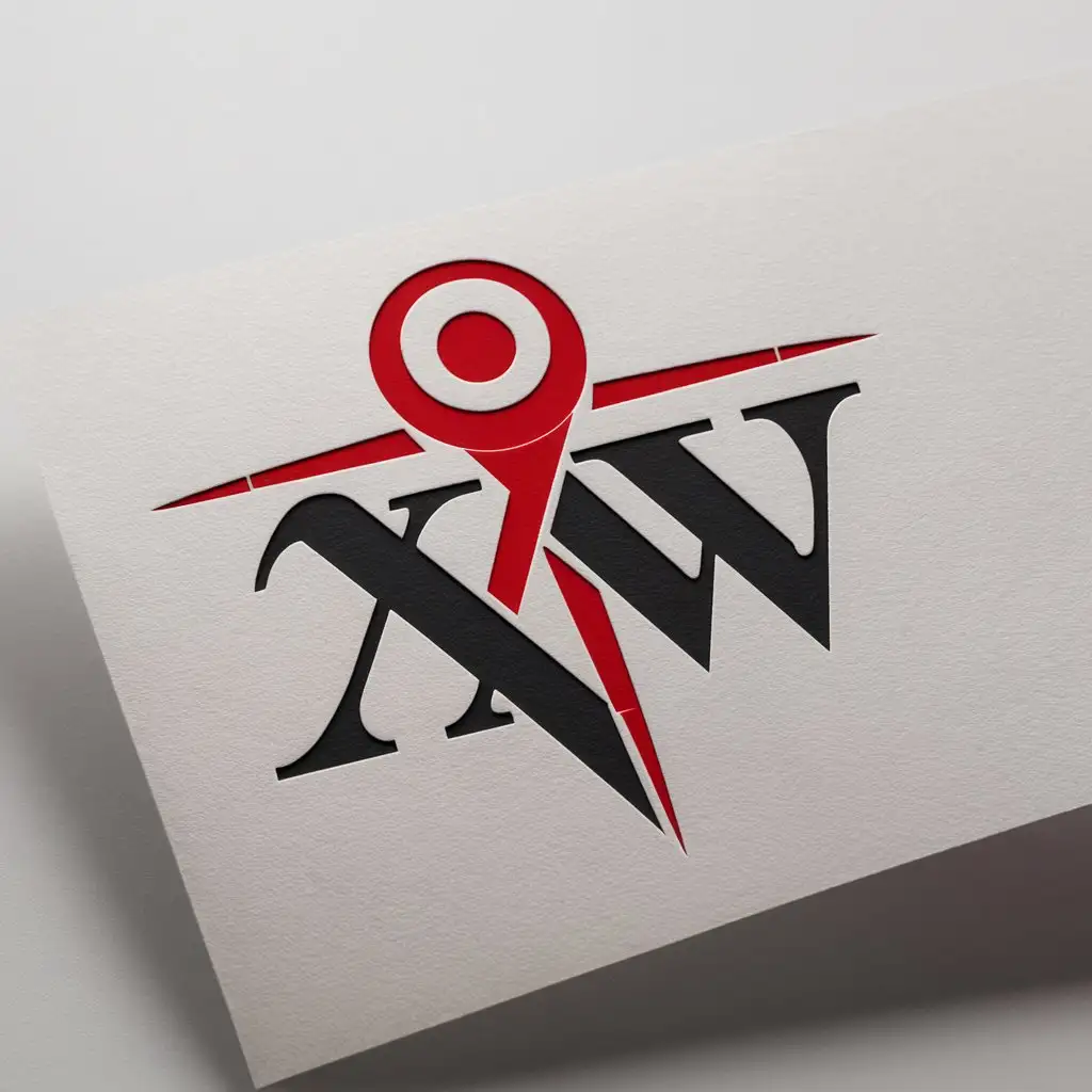 a logo design,with the text "XW", main symbol:This logo creates a clean Nordic style letter logo. Preferred colors are red and black. Must be the logo on the white paper mockup,Moderate,clear background