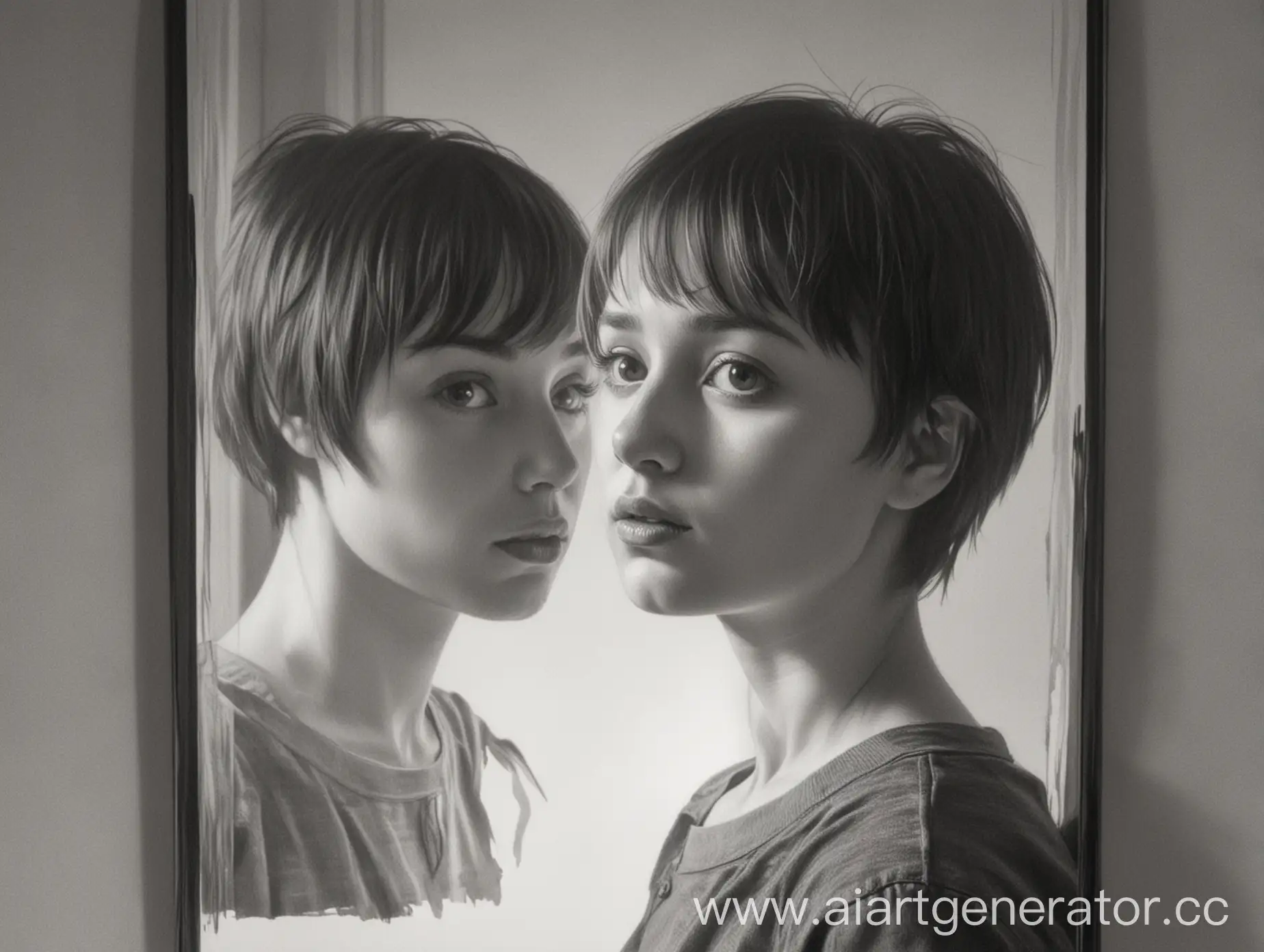 SelfPortrait-Drawing-with-Pencil-Artist-Reflects-in-Mirror-with-Natural-Light